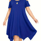 Stunning Solid Cold Shoulder Asymmetrical Hem Dress
