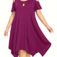 Stunning Solid Cold Shoulder Asymmetrical Hem Dress