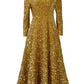 Women's Round Neck Long Sleeve Pure Color Sequins Mid-length Formal Dress