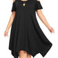 Stunning Solid Cold Shoulder Asymmetrical Hem Dress