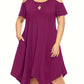 Stunning Solid Cold Shoulder Asymmetrical Hem Dress