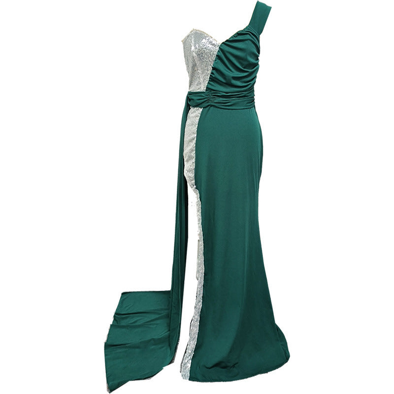 Elegant Heavy Work Gilding Split Expansion Skirt Dress