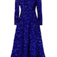 Women's Round Neck Long Sleeve Pure Color Sequins Mid-length Formal Dress