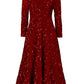 Women's Round Neck Long Sleeve Pure Color Sequins Mid-length Formal Dress