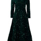 Women's Round Neck Long Sleeve Pure Color Sequins Mid-length Formal Dress